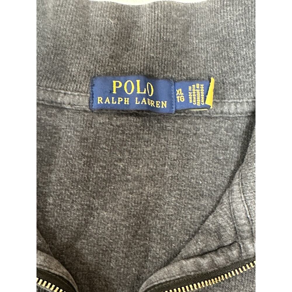 Polo Jeans Company Ralph Lauren Estate Ribbed Pullover Sweater Gray XL 1/4 Zip - Picture 2 of 9